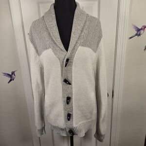 EXPRESS Grey Colorblock Toggle Button Cardigan - Oversized Boyfriend Fit Small
